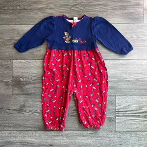 Healthtex Vintage Baby Long Sleeve Snap Romper Bear Pulling Apple Wagon 24 Month